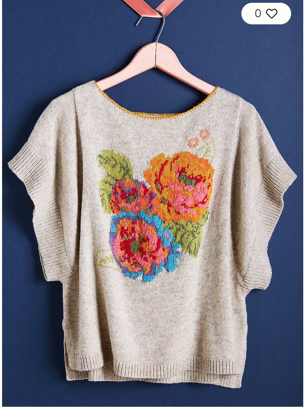 Anthropologie Angel of the North romantic floral sweater top size Xsmall